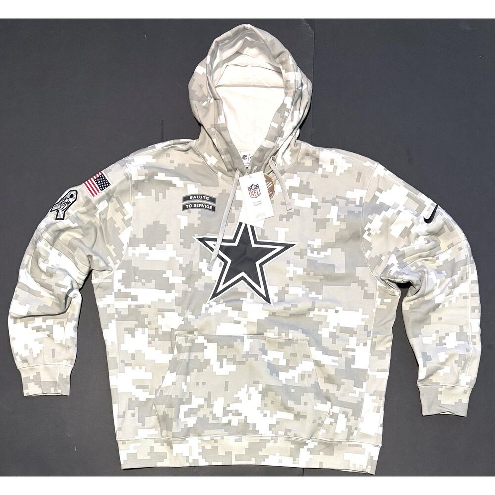 Nike Dallas Cowboys Salute To Service Hoodie Mens Sz 3XL NWT Arctic Camo Wht Gry